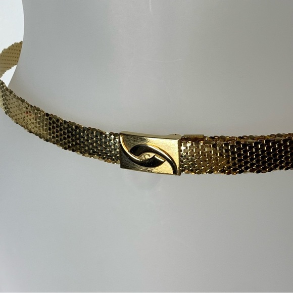 Gold Tone Shiny Snake Scale 70-s 80's Style Disco Retro Slider Womens Belt Sz S - Picture 2 of 8